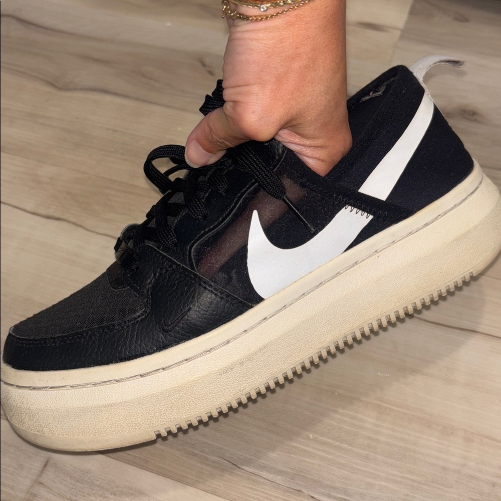 Nike Black and White Platform Sneakers with Thick Sole